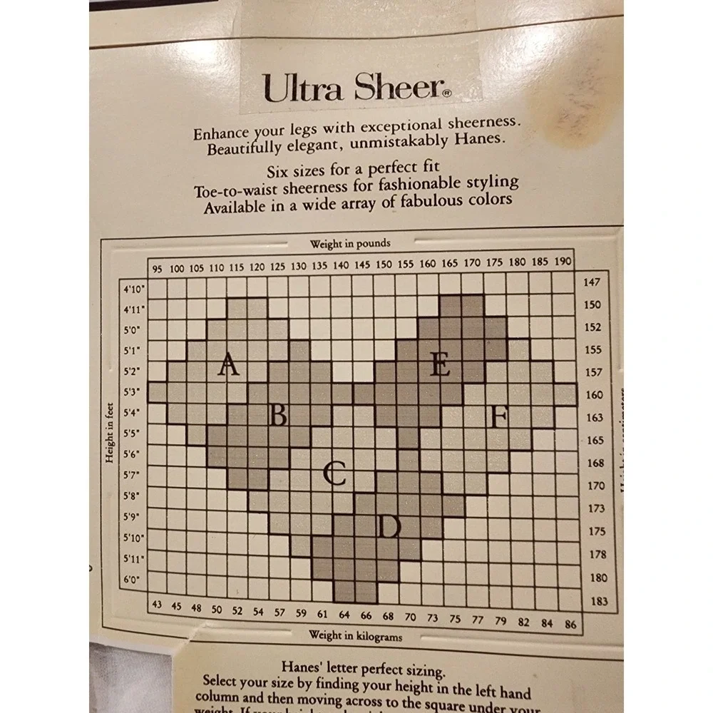 Hanes Ultra  Sheer Pantyhose  Style 885 White Size‎ C